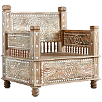 Деревянное кресло из массива манго с резьбой Vela Grey Mango Chair варинант исполнения - 1 | Loft Concept в Брянске