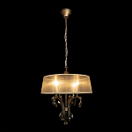 Люстра подвесная круглая с тканевым полупрозрачным абажуром и подвесками 4 лампы Gilded Elegance варинант исполнения - 1 | Loft Concept в Брянске