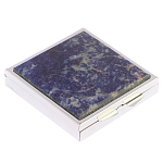 Таблетница карманная квадратная с 4-мя отделениями с зеркалом и накладкой из натурального камня Содалит Silver Stone Pillboxes варинант исполнения - 1 | Loft Concept в Брянске