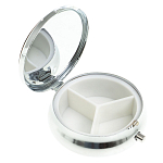 Таблетница карманная круглая с 3-мя отделениями с зеркалом и накладкой из натурального камня Апатит Желтый Silver Stone Pillboxes варинант исполнения - 2 | Loft Concept в Брянске