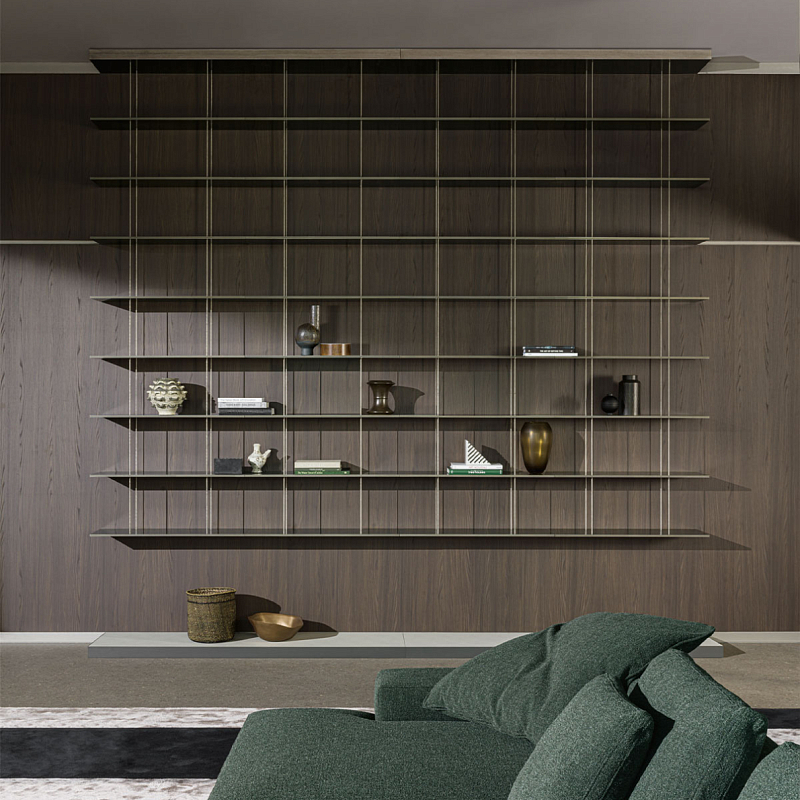 Модульный навесной стеллаж GRADUATE Bookshelves Коричневый Латунь сатинированная в Брянске | Loft Concept 