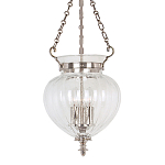 Подвесной светильник цвета никель с прозрачным ребристым стеклянным плафоном в классическом стиле Elstead Lighting варинант исполнения - 1 | Loft Concept в Брянске