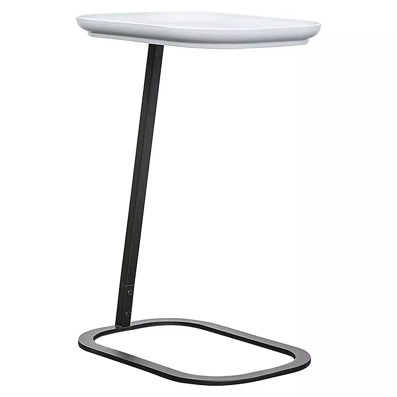 Столик приставной с прямоугольной серой столешницей Steel Stable Table Серый Черный Столик приставной с прямоугольной серой столешницей Steel Stable Table Серый Черный в Брянске | Loft Concept