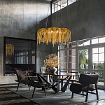 Люстра подвесная круглая с изогнутыми металлическими дугами и ниспадающими цепочками 65 см Atlantis Chain варинант исполнения - 9 | Loft Concept в Брянске