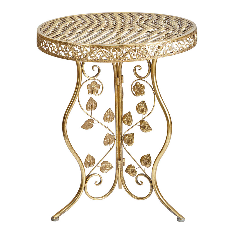 Столик приставной золотистый с орнаментом на столешнице Tanzania Золотой в Брянске | Loft Concept 