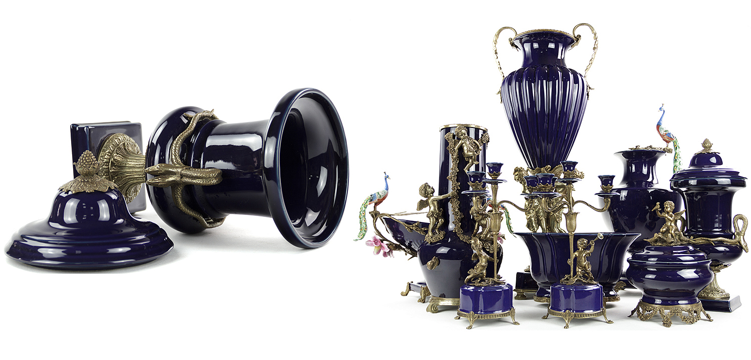 Ваза Selenia Blue Vase Bronze Serpents Ваза Selenia Blue Vase Bronze Serpents - Loft-Concept в Брянске