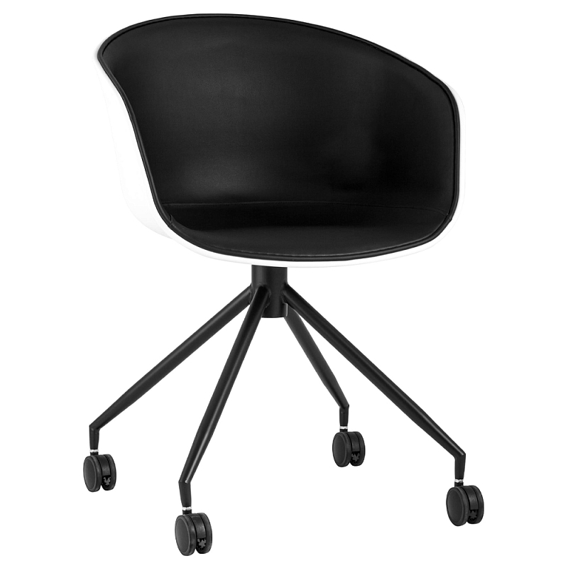 Офисное кресло из пластика с мягким сиденьем Eggshell Black Черный Белый Офисное кресло из пластика с мягким сиденьем Eggshell Black Черный Белый в Брянске | Loft Concept
