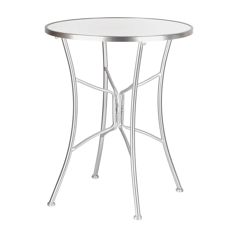 Столик приставной с круглой столешницей на серебристом основании Scenical Table Белый Серебристый в Брянске | Loft Concept 