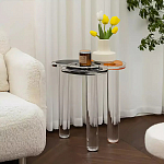 Дизайнерский журнальный стол с фигурной столешницей на 3-х прозрачных ножках Rahakif варинант исполнения - 4 | Loft Concept в Брянске