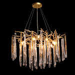 Люстра подвесная золотого цвета с разветвленными ветвями и прозрачными стеклянными подвесками Droplet Chandelier варинант исполнения - 3 | Loft Concept в Брянске