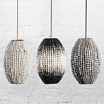 Подвесной светильник вертикальной овальной формы украшенный белыми круглыми бусинами Gradient Oval Pendant Lamp White варинант исполнения - 6 | Loft Concept в Брянске