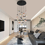 Люстра каскадная с черным круглым основанием 27 подвесов Celestial Waltz варинант исполнения - 5 | Loft Concept в Брянске