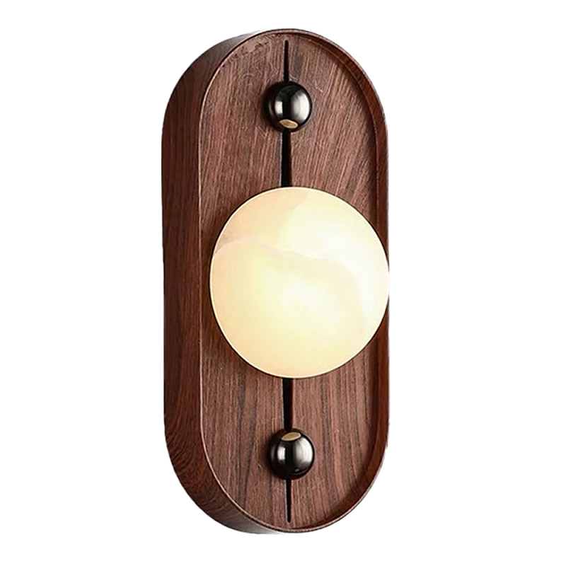 Настенный светильник овальный с деревянным основанием Wood Wall Lamp Коричневый Настенный светильник овальный с деревянным основанием Wood Wall Lamp Коричневый в Брянске | Loft Concept