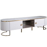 Тумба под телевизор белая овальная с мраморной столешницей Thoroughbass варинант исполнения - 1 | Loft Concept в Брянске