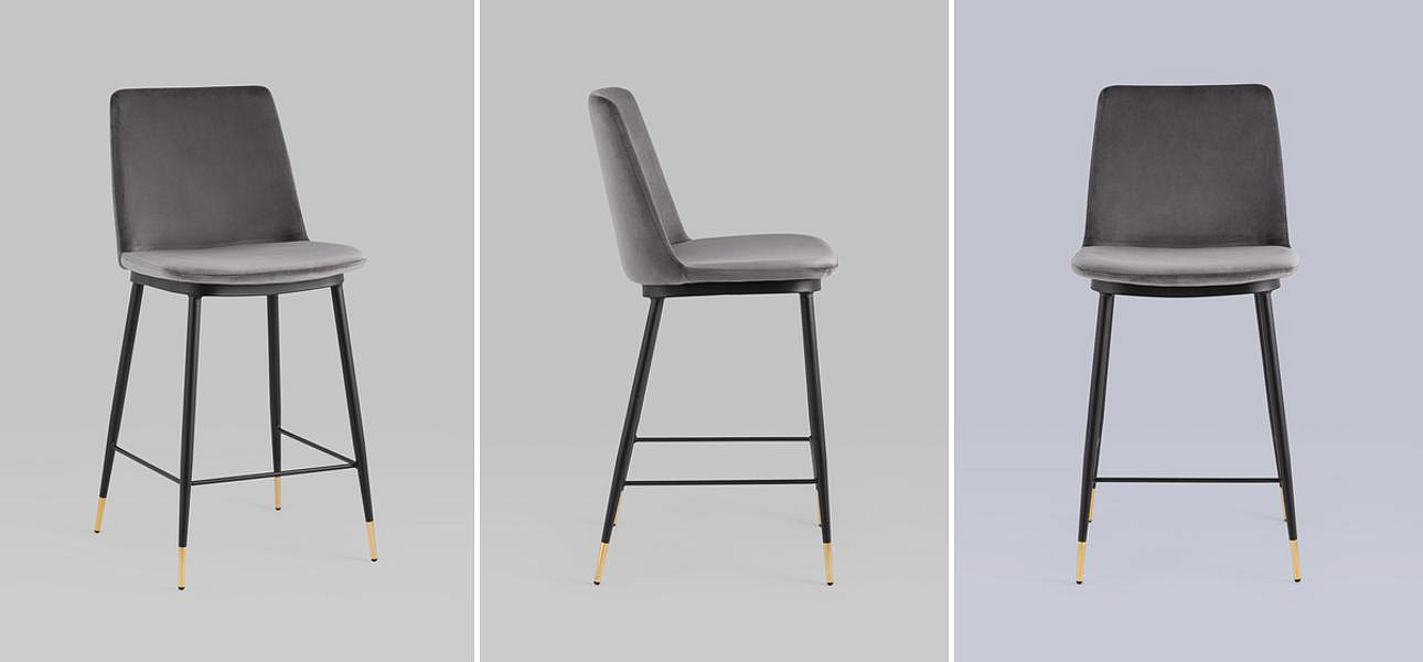 Полубарный Стул Melissa Chair Серый Велюр Полубарный Стул Melissa Chair Серый Велюр - Loft-Concept в Брянске