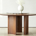 Стол обеденный круглый с двойной столешницей Walnut Wood Table варинант исполнения - 4 | Loft Concept в Брянске