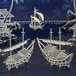 Картина ручная вышивка бисером Ночной пейзаж Night Boat Bay варинант исполнения - 4 | Loft Concept в Брянске