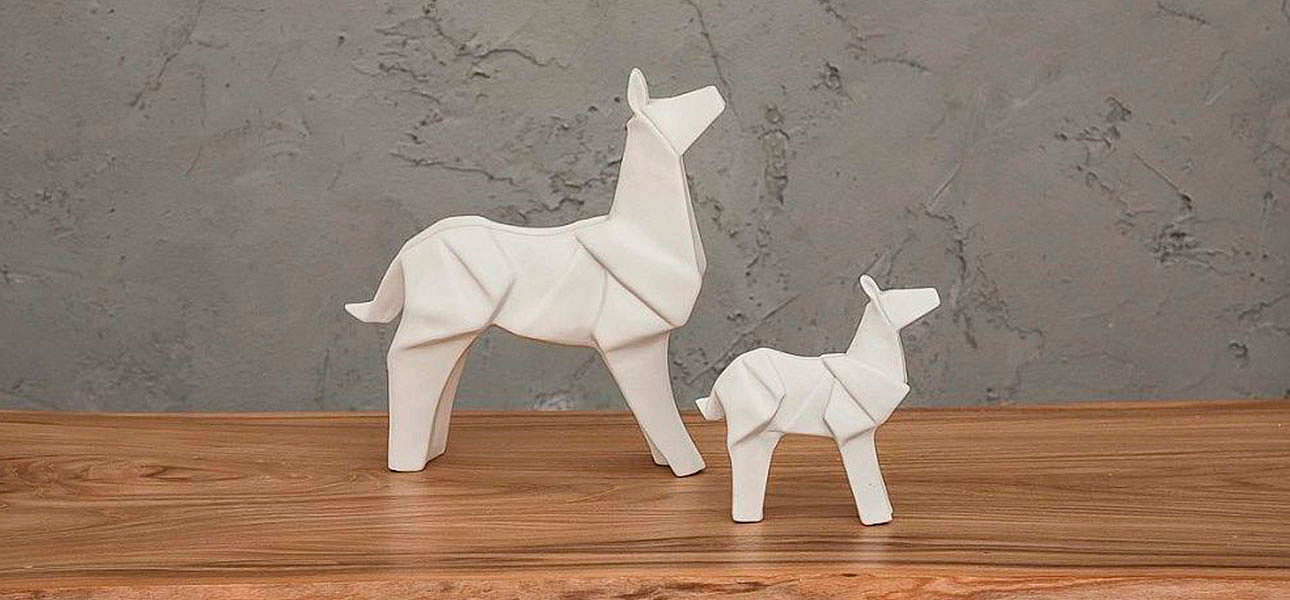 Фигурка в виде оригами керамическая белая собака White Dog Фигурка в виде оригами керамическая белая собака White Dog - Loft-Concept в Брянске