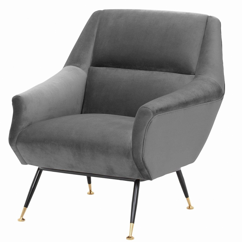 Кресло Eichholtz Chair Exile Grey Серый Латунь Черный Кресло Eichholtz Chair Exile Grey Серый Латунь Черный в Брянске | Loft Concept