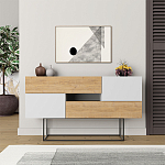 Комод c 2-мя белыми дверцами и 2-мя выдвижными ящиками цвета древесины EROS CONSOLE OAK WHITE варинант исполнения - 1 | Loft Concept в Брянске