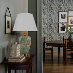 Настольная лампа бирюзовая с цветочным принтом Turquoise Flight варинант исполнения - 5 | Loft Concept в Брянске