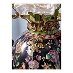 Ваза из фарфора черная с цветочной росписью и бронзовыми элементами Spring Garden варинант исполнения - 5 | Loft Concept в Брянске