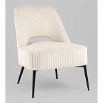 Кресло лаунж Бостон велюр рельефный молочный на черных ножках варинант исполнения - 1 | Loft Concept в Брянске