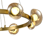 Люстра подвесная светодиодная с 9-ю круглыми плафонами коньячного цвета Iona Chandelier Brass  варинант исполнения - 3 | Loft Concept в Брянске