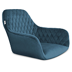 Барный стул со спинкой и подлокотниками на 4-х деревянных ножках Douglas Rhombus Синий Велюр варинант исполнения - 2 | Loft Concept в Брянске