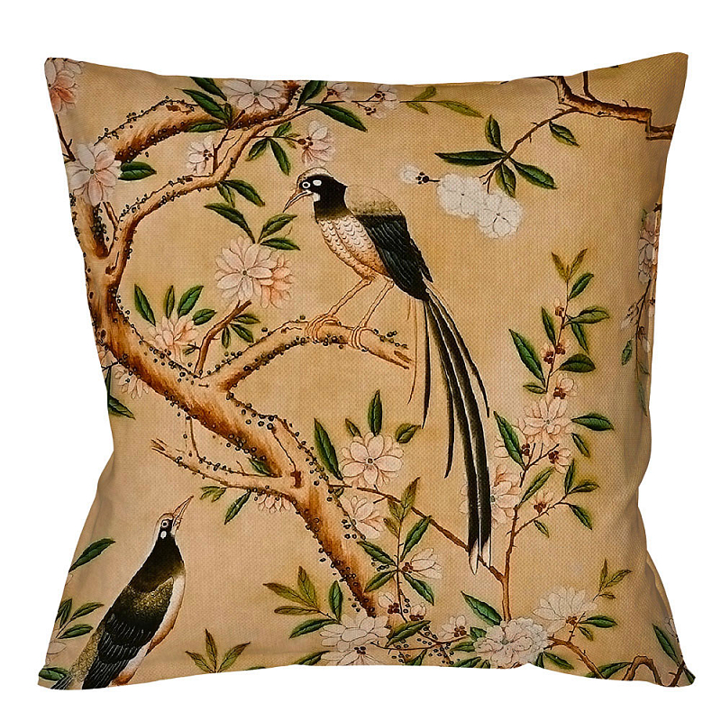 Декоративная подушка Beige and Green Chinoiserie 2 Бежевый Зеленый Декоративная подушка Beige and Green Chinoiserie 2 Бежевый Зеленый в Брянске | Loft Concept