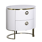 Тумбочка белая овальная с мраморной столешницей Thoroughbass варинант исполнения - 1 | Loft Concept в Брянске