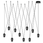 Подвесной светильник черными плафонами на длинных пересекающихся тросах Construction варинант исполнения - 7 | Loft Concept в Брянске