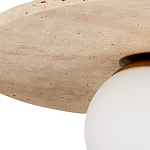 Потолочный светильник из травертина с плафоном из белого матового стекла Marble Glow варинант исполнения - 1 | Loft Concept в Брянске