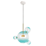 Подвесной светильник с прозрачными бирюзовыми стеклянными шарами и золотыми деталями Диаметр 43 Giopato & Coombes варинант исполнения - 1 | Loft Concept в Брянске