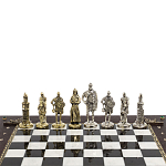 Шахматы в ларце из натуральных камней Долерит Малахит Мрамор Decorative Thematic Chess Русь варинант исполнения - 4 | Loft Concept в Брянске