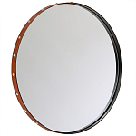 Зеркало овальное в металлической раме с кожаной отделкой Loft in Reflection варинант исполнения - 1 | Loft Concept в Брянске