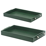 Комплект из двух прямоугольных подносов зеленого цвета Serpent варинант исполнения - 2 | Loft Concept в Брянске