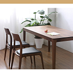 Стул деревянный с мягким сиденьем из черной натуральной кожи Moon Walnut Furniture варинант исполнения - 1 | Loft Concept в Брянске