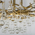 Потолочная люстра в виде ветвей деревьев золотого цвета с прозрачными подвесками-каплями Droplet Chandelier варинант исполнения - 5 | Loft Concept в Брянске