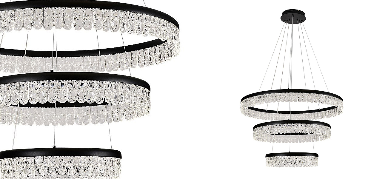Светодиодная люстра из 3-х колец Pettico Black Светодиодная люстра из 3-х колец Pettico Black - Loft-Concept в Брянске