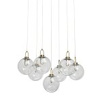 Люстра с 7-ю плафонами из прозрачного стекла в форме шара Orb Cascade  варинант исполнения - 1 | Loft Concept в Брянске