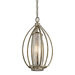 Подвесной светильник овальной формы с цилиндрическим плафоном в цвете сусальное серебро Kichler варинант исполнения - 1 | Loft Concept в Брянске