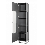 Шкаф-витрина цвета графит с полками и стеклянной дверью Strict Lines варинант исполнения - 3 | Loft Concept в Брянске