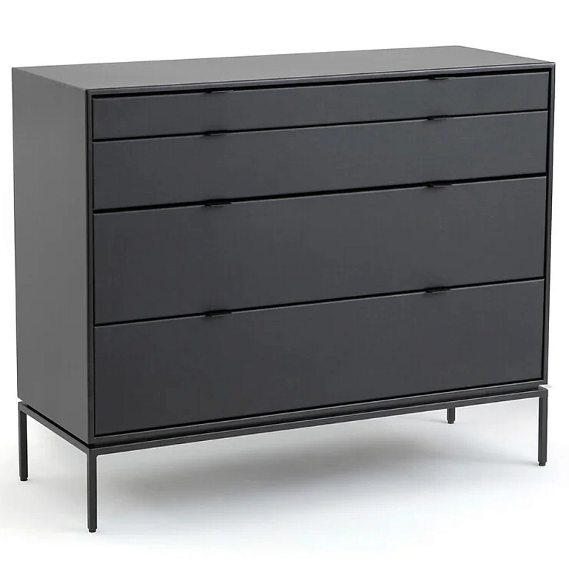 Комод из металла и кожи Guarin Chest of Drawers Черный Черный матовый Комод из металла и кожи Guarin Chest of Drawers Черный Черный матовый в Брянске | Loft Concept