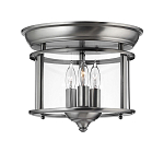 Потолочный светильник в форме фонаря с прозрачным цилиндрическим плафоном и тремя лампами в форме свечей Hinkley варинант исполнения - 1 | Loft Concept в Брянске