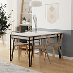 Стол обеденный с прямоугольной столешницей пыльного белого цвета на 4-х металлических ножках PAL ANCIENT WHITE варинант исполнения - 3 | Loft Concept в Брянске