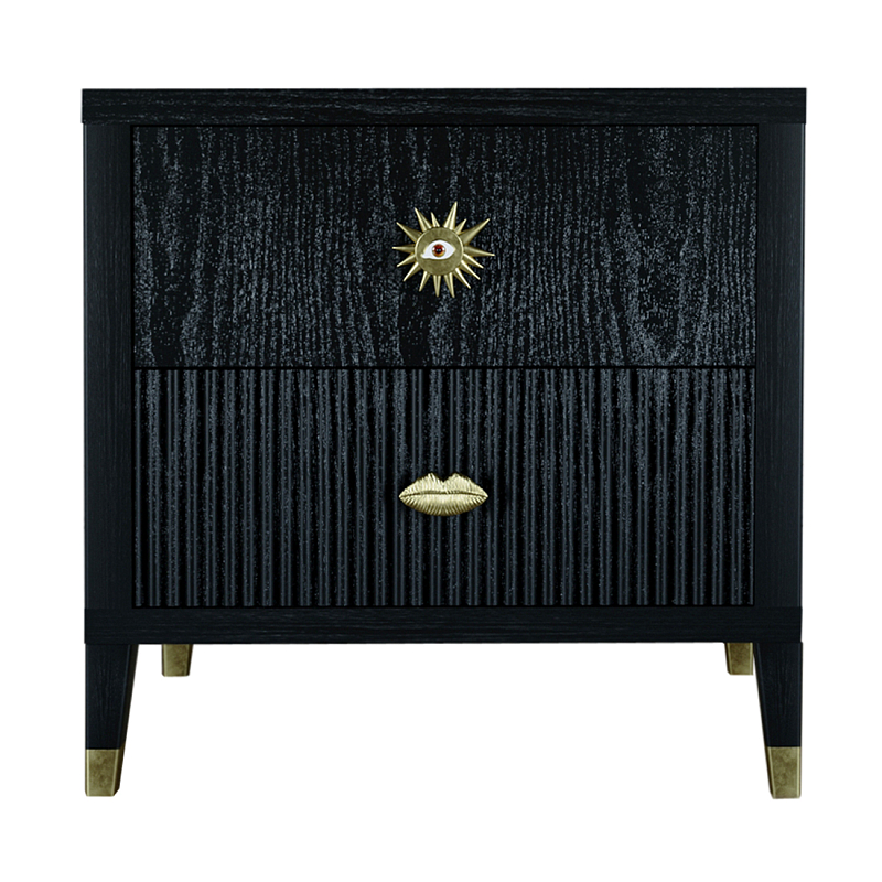 Тумба прикроватная с двумя ящиками Elsa Dreams Black Черный в Брянске | Loft Concept 