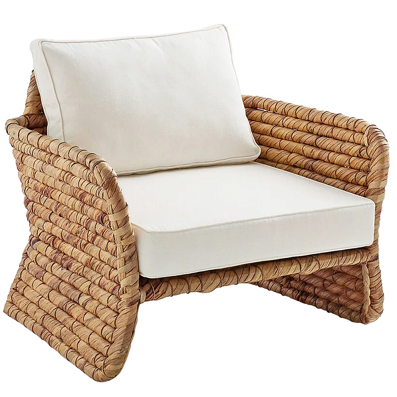 Кресло из плетеного гиацинта Gardner Wicker Armchair Коричневый Молочный Кресло из плетеного гиацинта Gardner Wicker Armchair Коричневый Молочный в Брянске | Loft Concept