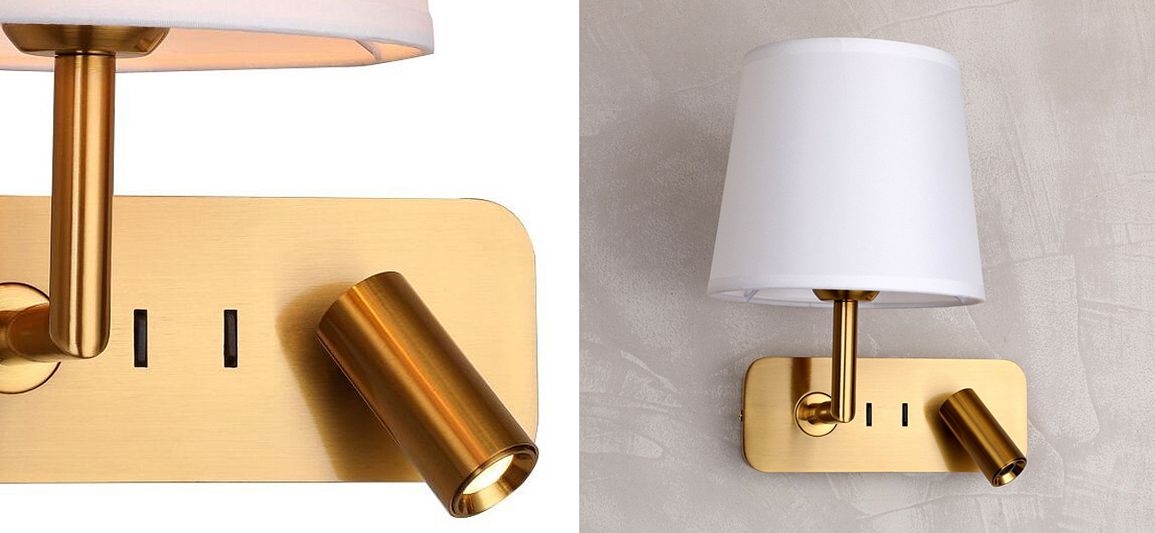 Бра с абажуром Trumpet Lamp Brass 2 лампы Бра с абажуром Trumpet Lamp Brass 2 лампы - Loft-Concept в Брянске