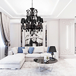 Люстра подвесная с плиссированными абажурами и множеством подвесок черного цвета Диаметр 62 см Lustre Reverie варинант исполнения - 4 | Loft Concept в Брянске